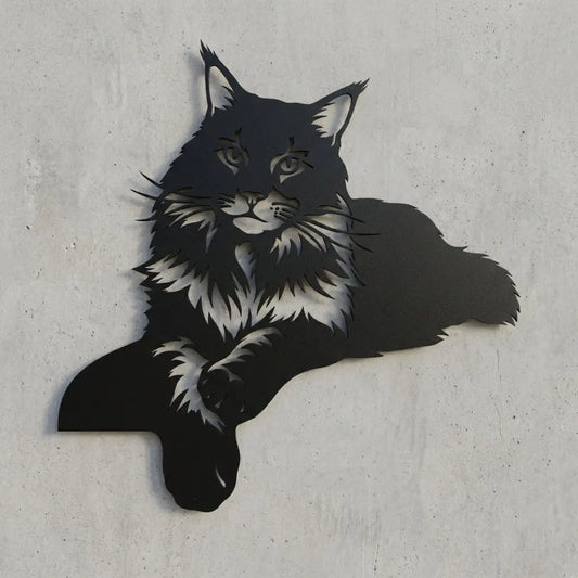 Katze Silhouetten-Wandschild Steelmonks