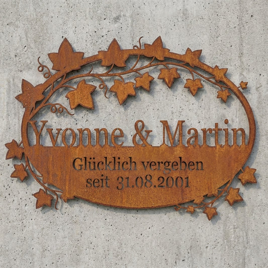 Efeu-Wandschild Yvonne & Martin