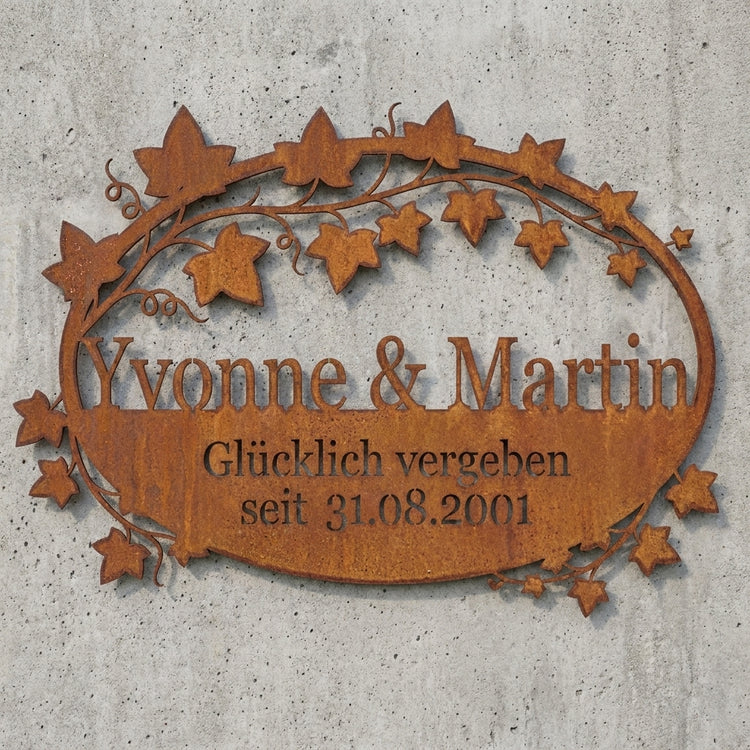 Efeu-Wandschild Yvonne & Martin