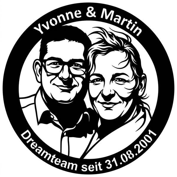 Ovales Partnerschild – Yvonne & Martin