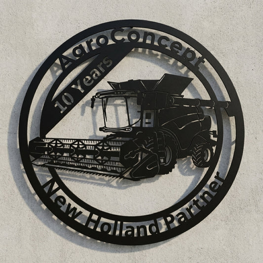 Rundes Schild Mähdrescher – AgroConcept 10 Years