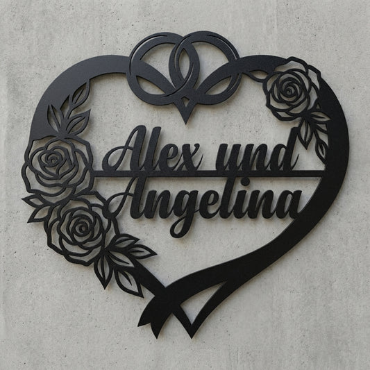 Hochzeits-Herz-Emblem – Alex und Angelina