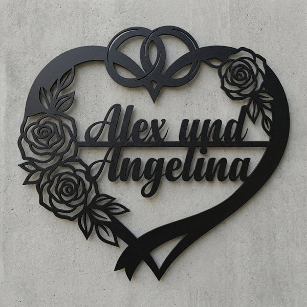 Hochzeits-Herz-Emblem – Alex und Angelina