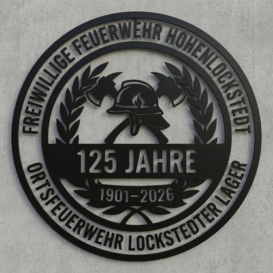 Feuerwehr-Jubiläumsschild 125 Jahre Hohenlockstedt