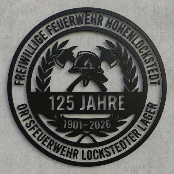 Feuerwehr-Jubiläumsschild 125 Jahre Hohenlockstedt