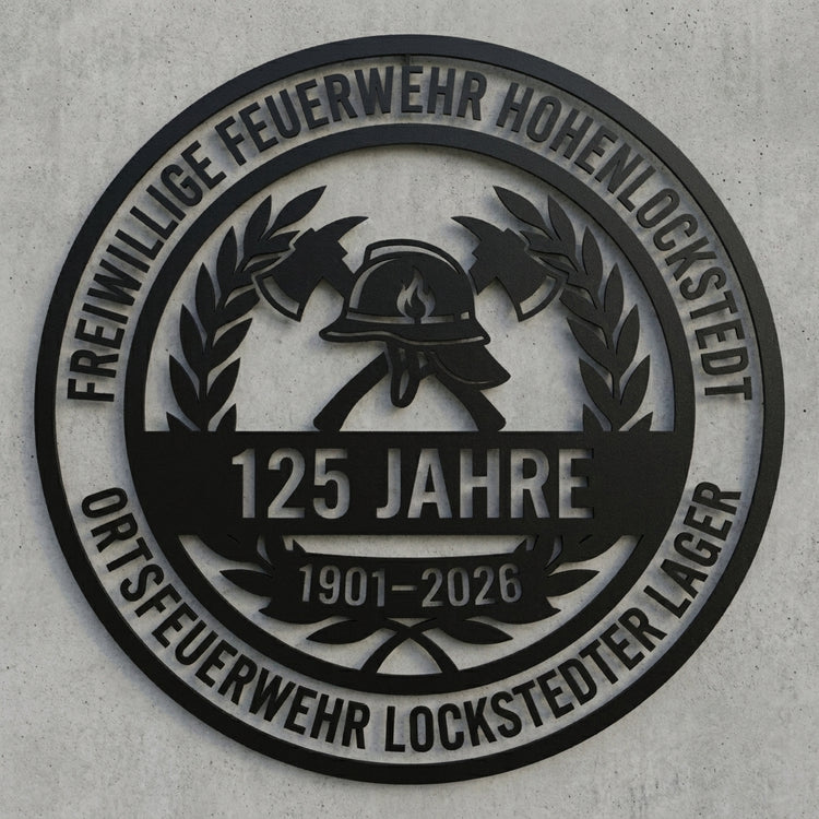 Feuerwehr-Jubiläumsschild 125 Jahre Hohenlockstedt