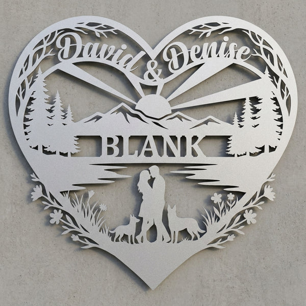 Herz-Wandschild Paar mit Malinois – David & Denise, BLANK
