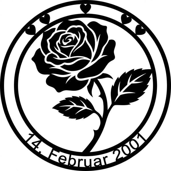 Rosen-Kreis mit Datum 14. Februar 2001 Steelmonks