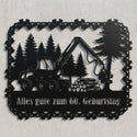 Harvester-Wandschild mit Kettensägen-Rahmen – Alles gute zum 60. Geburtstag
