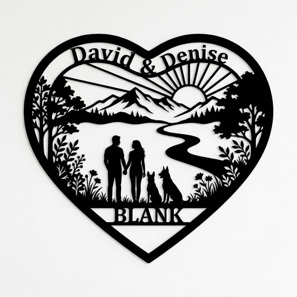 Herz-Wandschild David & Denise – Familie BLANK