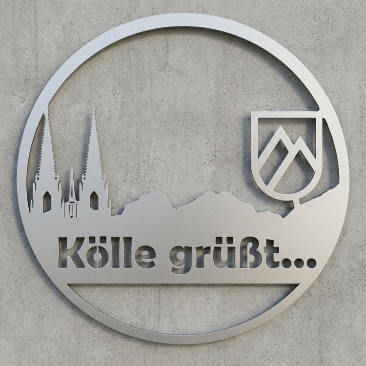 Kölle grüßt... – Rundes Emblem-Wandschild