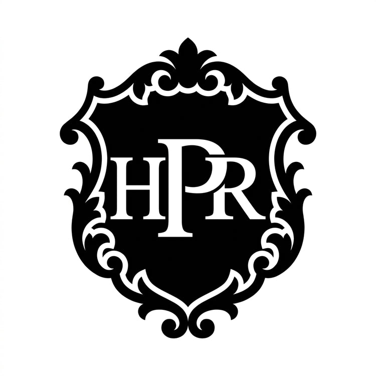 Verschnörkeltes Wappen HPR Monogramm
