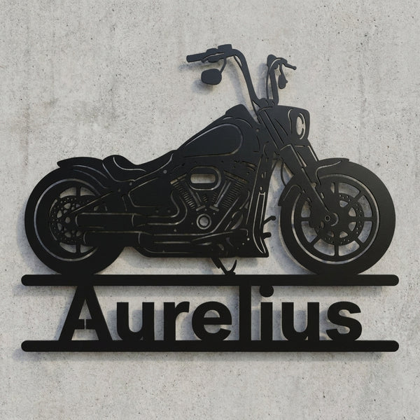 Aurelius Motorrad‑Silhouette Wandschild