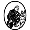 Frau mit Hund – Ovales Porträt-Wandschild