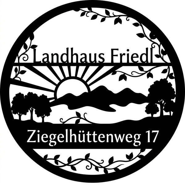 Ovales Landhaus-Hausschild – Landhaus Friedl