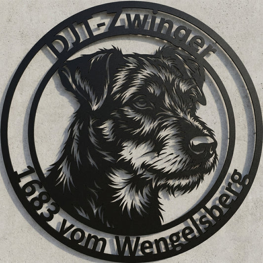 Rundes Wandschild DJT-Zwinger – Terrierkopf