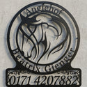 Rundes Wandschild Angiehof mit Pferdekopf