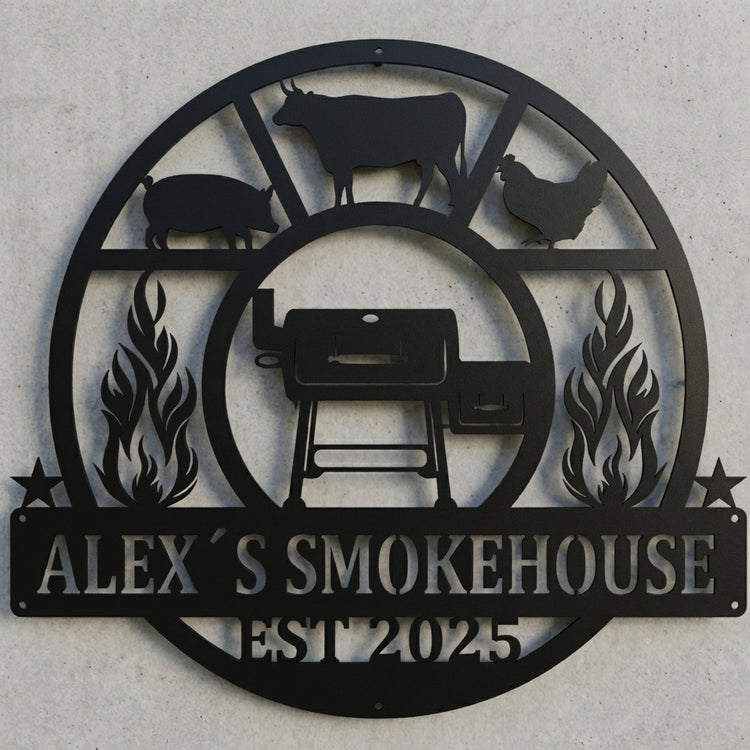 Emblem-Wandschild Alex´s Smokehouse