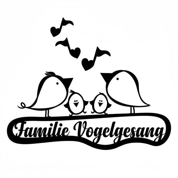Familienschild Musiknoten – Familie Vogelgesang Steelmonks
