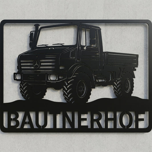 Unimog-Hofschild „Bautnerhof“