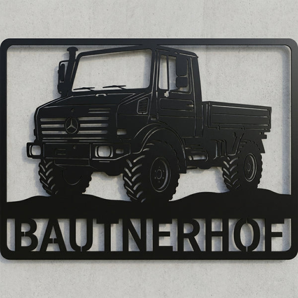 Unimog-Hofschild „Bautnerhof“