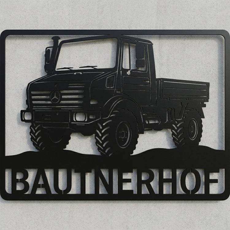 Unimog-Hofschild „Bautnerhof“
