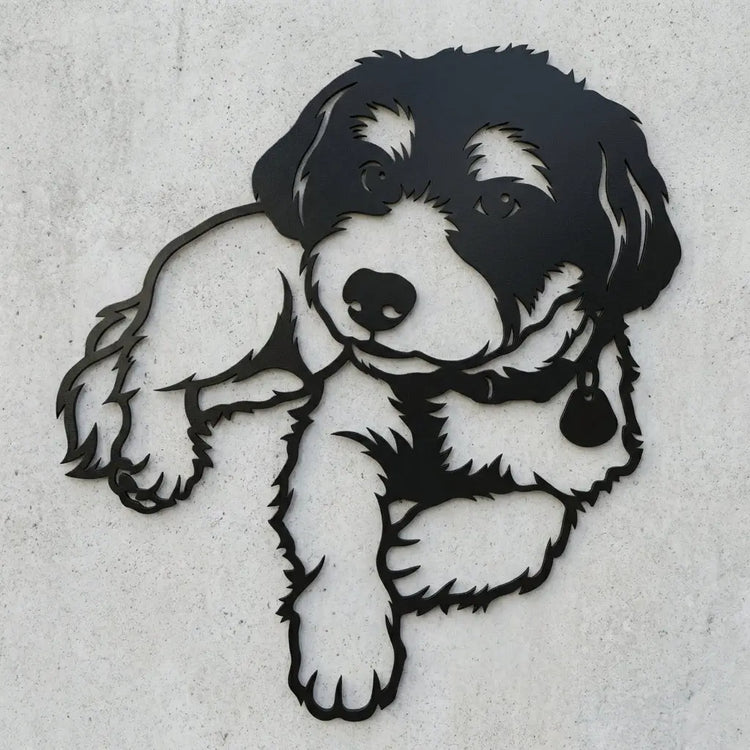 Wandschild Liegender Hund – Kontursilhouette