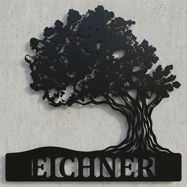 Metall-Wandschild EICHNER – Baum rechts