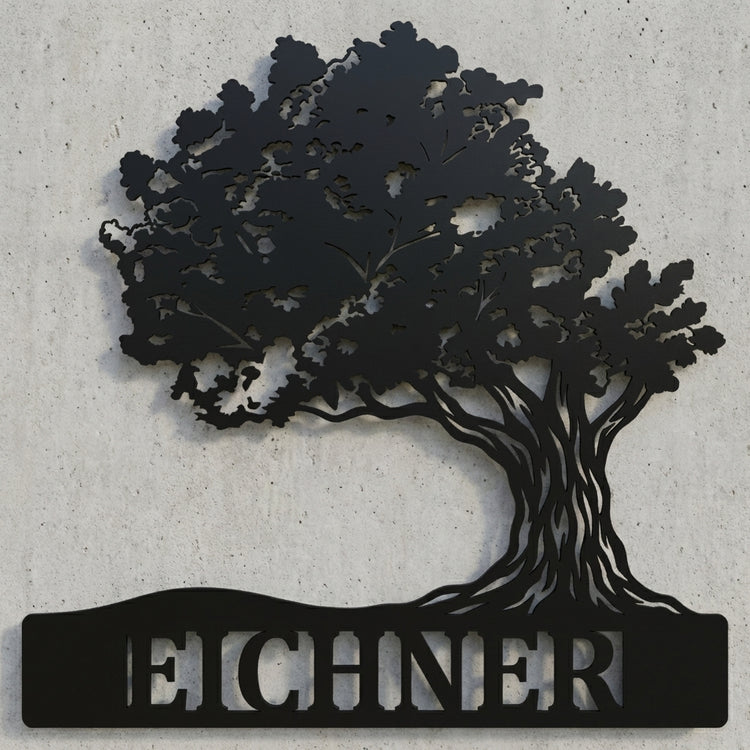 Metall-Wandschild EICHNER – Baum rechts