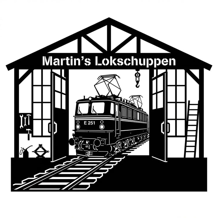 E‑Lok E251 Lokschuppen Wandschild Steelmonks