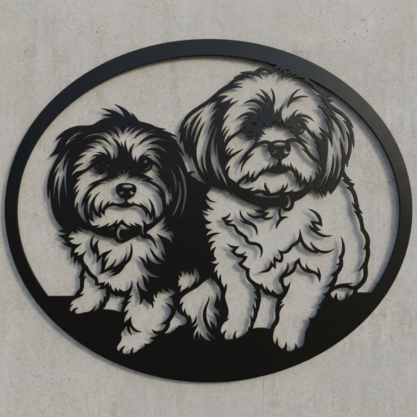 Ovales Wandschild – Zwei Hunde