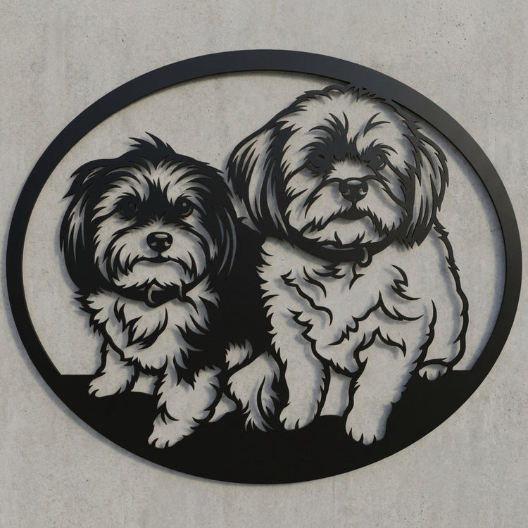 Ovales Wandschild – Zwei Hunde