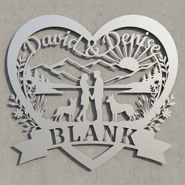 Herzschild Paar mit zwei Malinois – David & Denise, BLANK