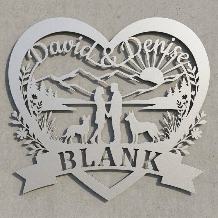 Herzschild Paar mit zwei Malinois – David & Denise, BLANK