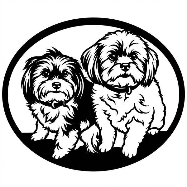 Ovales Wandschild – Zwei Hunde