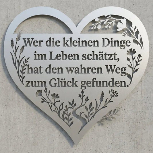 Herz-Zitatschild – Wer die kleinen Dinge Steelmonks