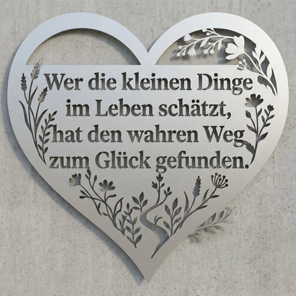 Herz-Zitatschild – Wer die kleinen Dinge Steelmonks