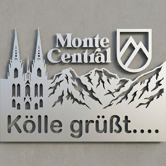 Kölle grüßt – Edelstahl-Wandschild