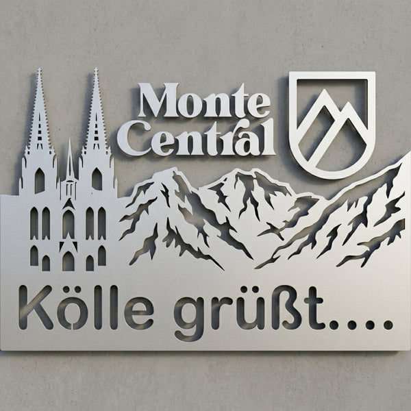 Kölle grüßt – Edelstahl-Wandschild
