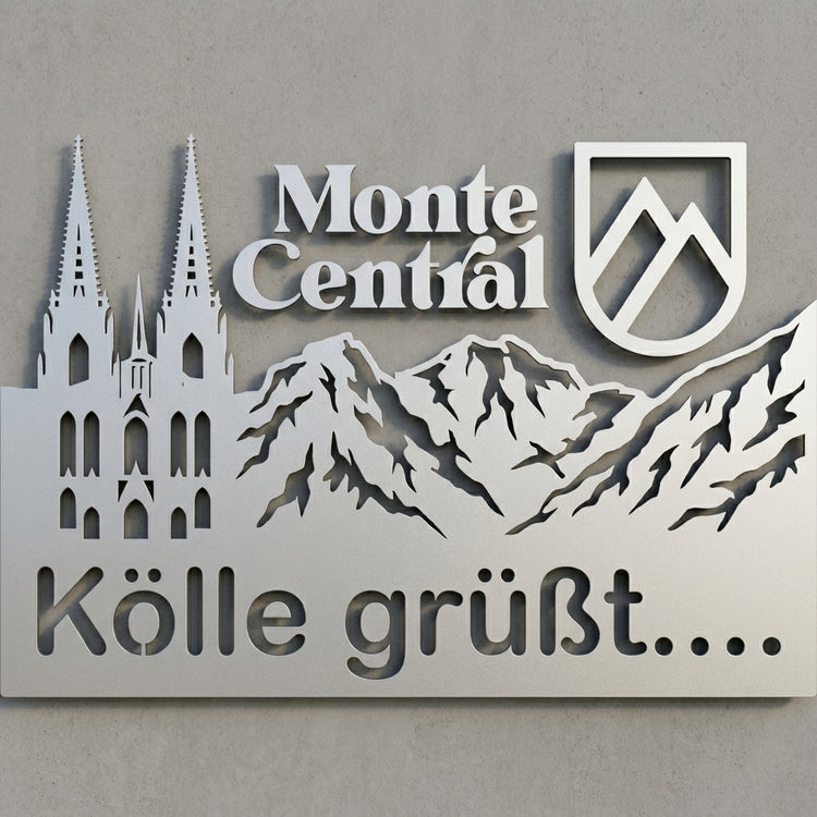Kölle grüßt – Edelstahl-Wandschild