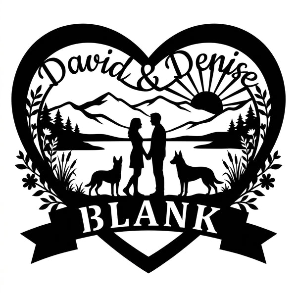 Herzschild Paar mit zwei Malinois – David & Denise, BLANK