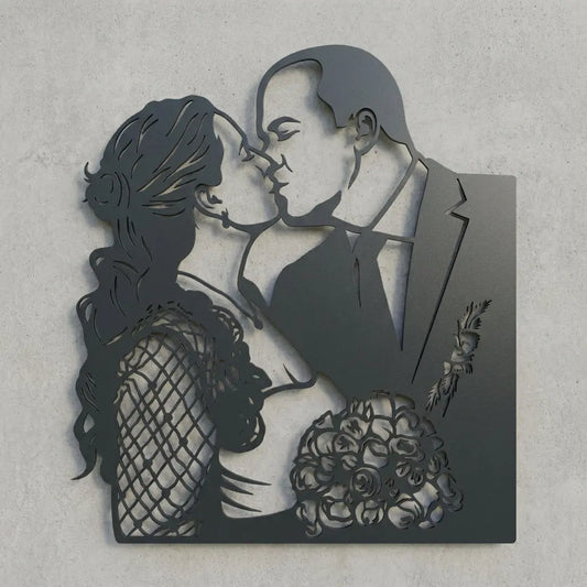 Hochzeit Silhouetten-Wandschild Steelmonks