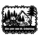 Harvester-Wandschild mit Kettensägen-Rahmen – Alles gute zum 60. Geburtstag