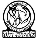 Rundes Wandschild Angiehof mit Pferdekopf