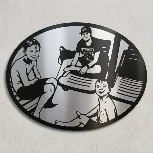Ovales Personen-Porträt Wandschild Steelmonks