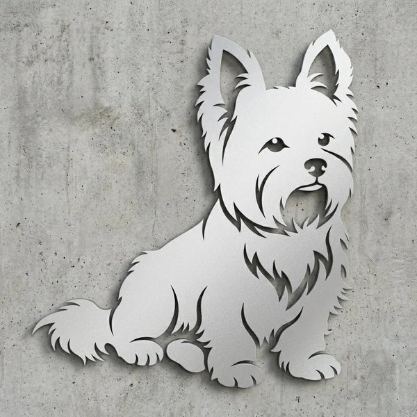 Sitzender Hund Emma – Silhouetten-Wandschild Steelmonks