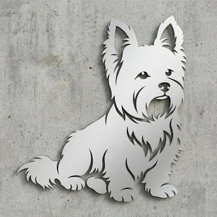 Sitzender Hund Emma – Silhouetten-Wandschild