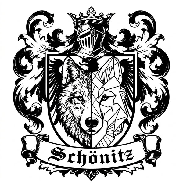 Familienwappen Schönitz – Wolf & Bundesadler