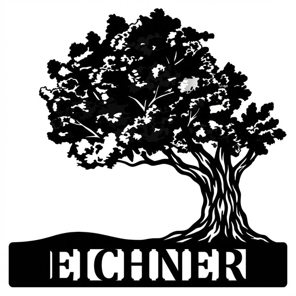 Metall-Wandschild EICHNER – Baum rechts