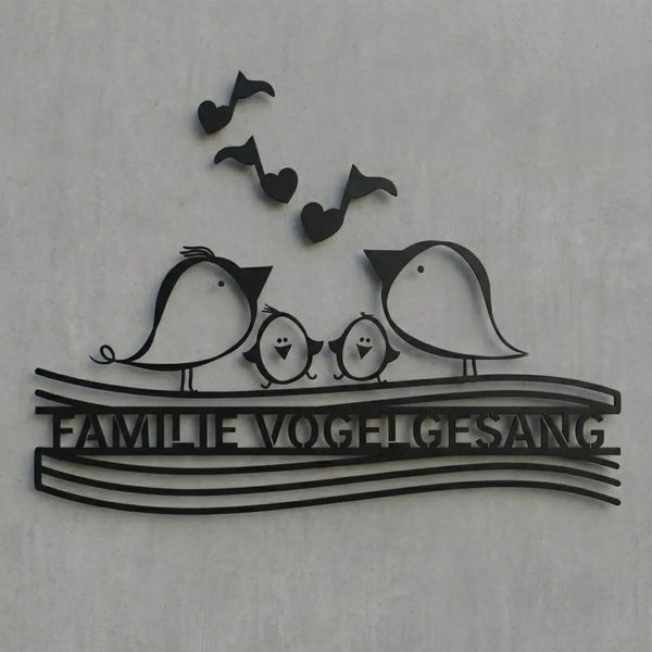 Musik-Türschild Familie Vogelgesang Steelmonks